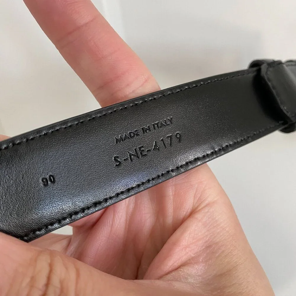Celine Triomphe Belt in Black Taurillon Leather